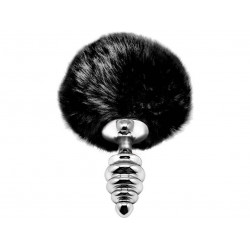 Анальная рельефная пробка Alive Anal Pleasure с черным хвостом, L