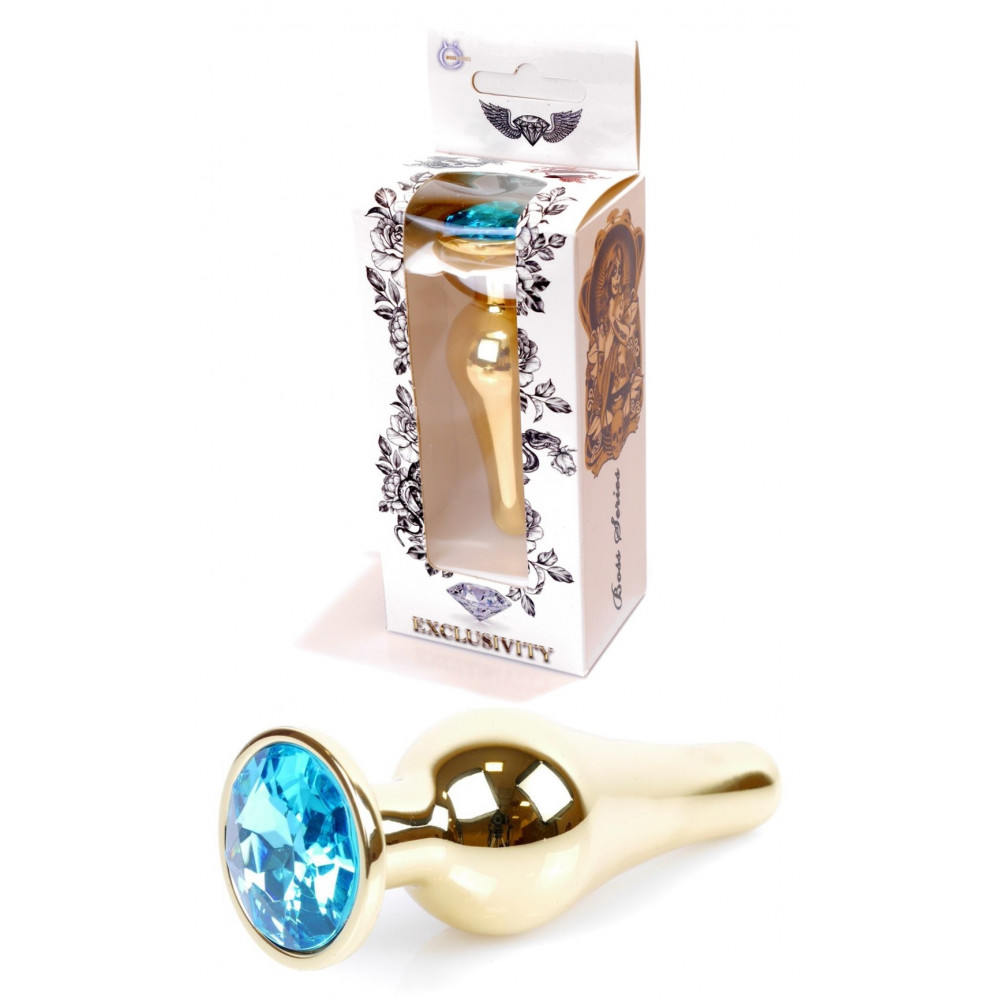 Анальные игрушки без вибрации - Анальная пробка Boss Series - Jewellery Gold BUTT PLUG Light Blue, BS6400067