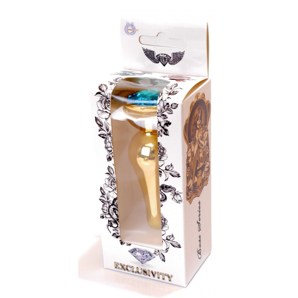 Анальные игрушки без вибрации - Анальная пробка Boss Series - Jewellery Gold BUTT PLUG Light Blue, BS6400067 7