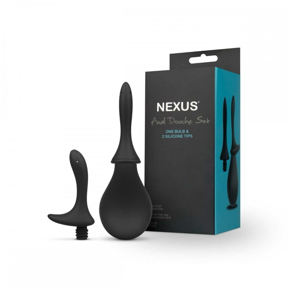 Секс игрушки - Анальный душ с двумя насадками Nexus, черный, 260 мл