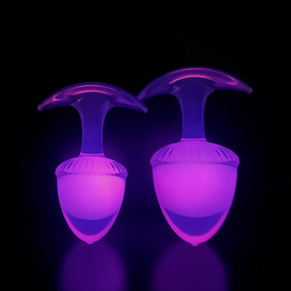 Анальные игрушки без вибрации - Люминесцентная анальная пробка UNIVIBE, силиконовая с шариком внутри, розовая, 9.4 х 4.2 см 4