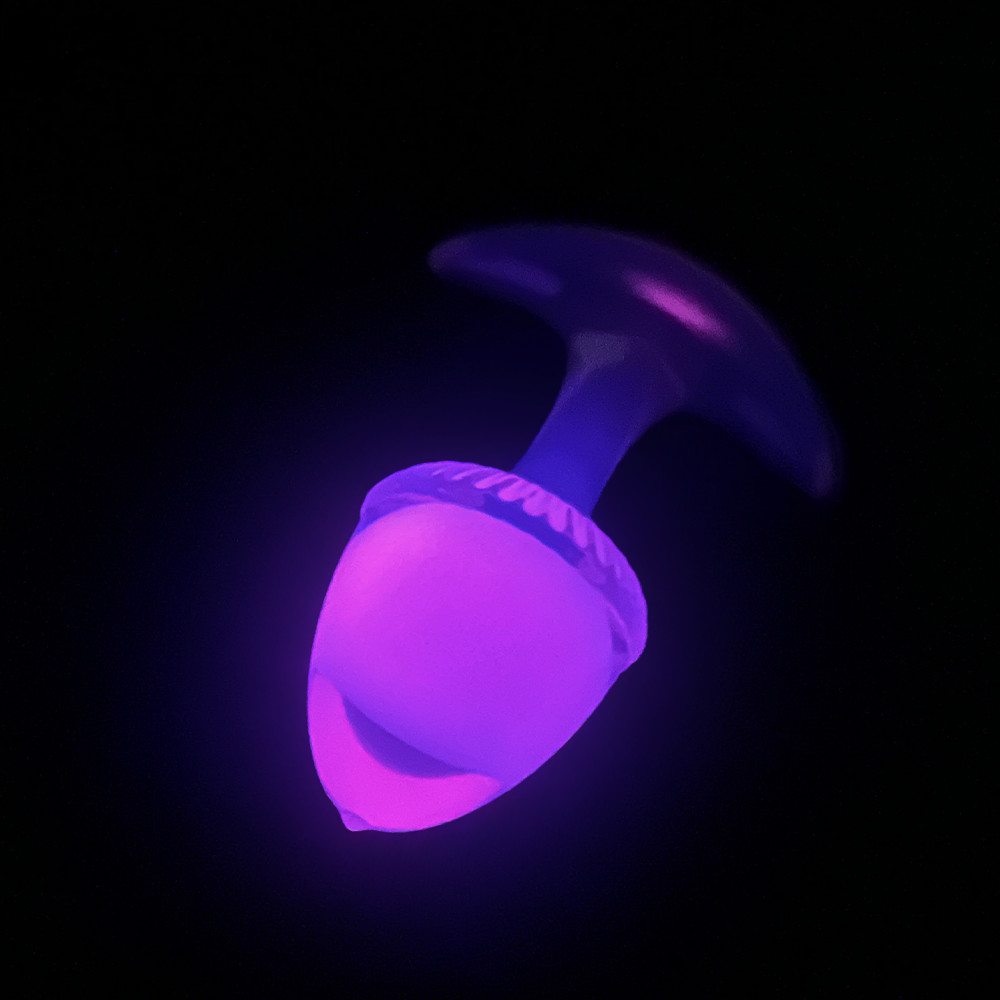 Анальные игрушки без вибрации - Люминесцентная анальная пробка UNIVIBE, силиконовая с шариком внутри, розовая, 9.4 х 4.2 см 1