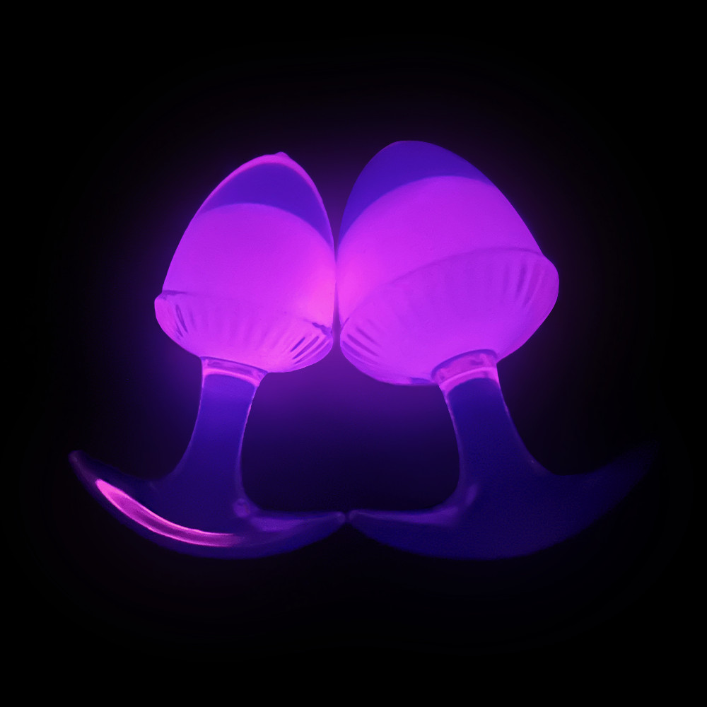 Анальные игрушки без вибрации - Люминесцентная анальная пробка UNIVIBE, силиконовая с шариком внутри, розовая, 9.4 х 4.2 см 5