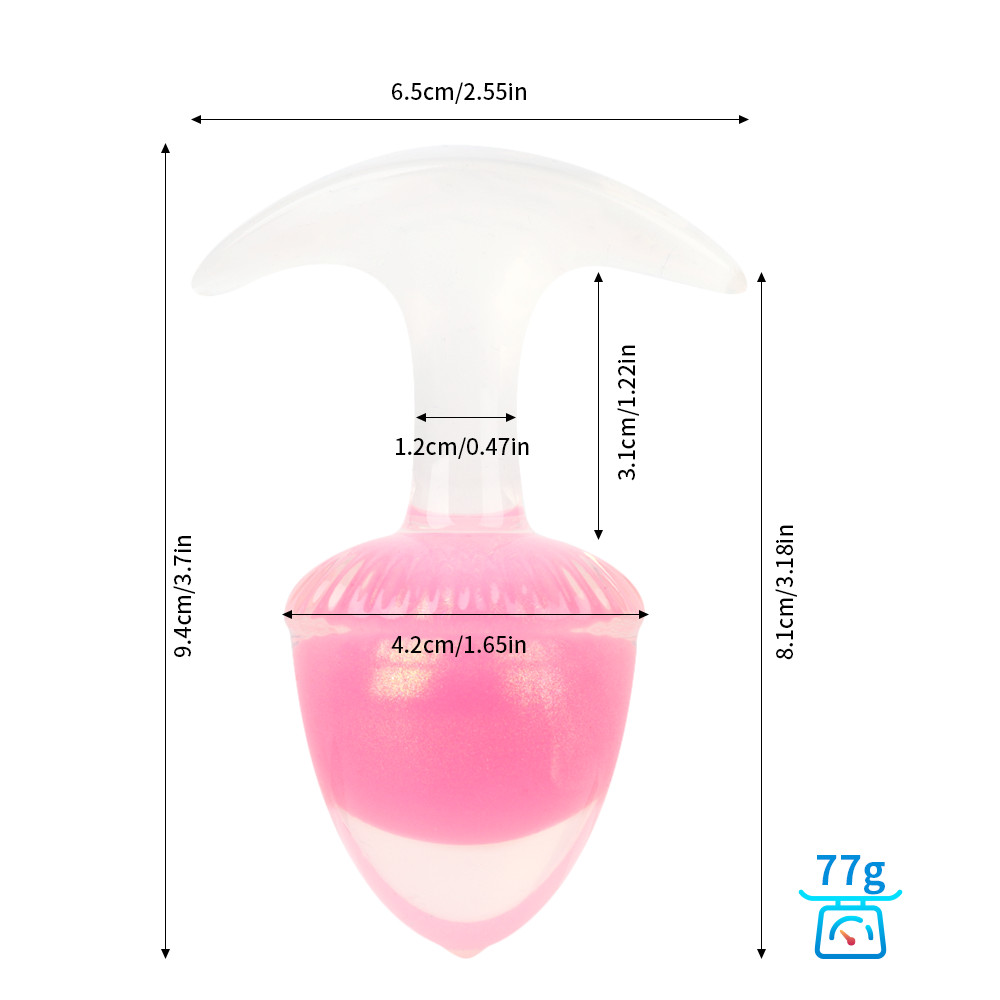 Анальные игрушки без вибрации - Люминесцентная анальная пробка UNIVIBE, силиконовая с шариком внутри, розовая, 9.4 х 4.2 см 15