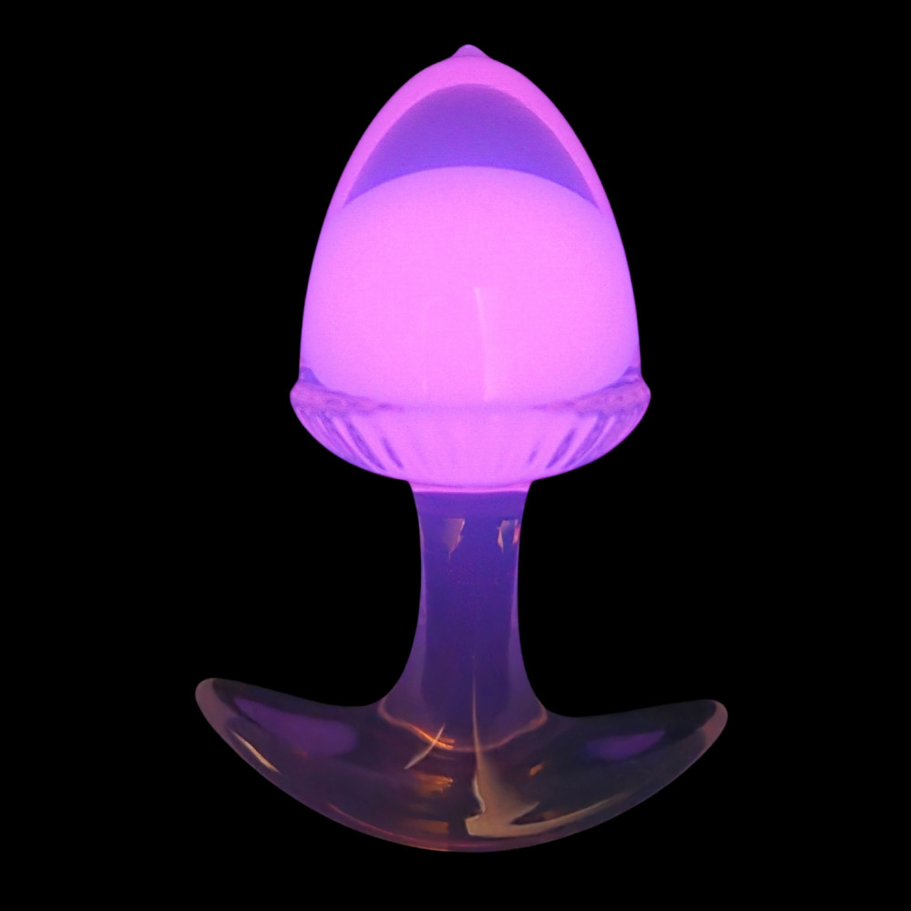 Анальные игрушки без вибрации - Люминесцентная анальная пробка UNIVIBE, силиконовая с шариком внутри, розовая, 9.4 х 4.2 см 2