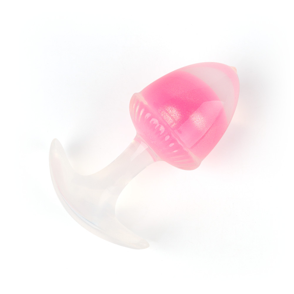 Анальные игрушки без вибрации - Люминесцентная анальная пробка UNIVIBE, силиконовая с шариком внутри, розовая, 9.4 х 4.2 см 10