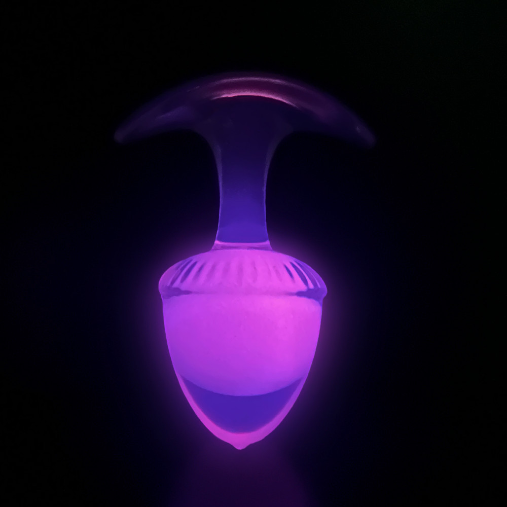 Анальные игрушки без вибрации - Люминесцентная анальная пробка UNIVIBE, силиконовая с шариком внутри, розовая, 9.4 х 4.2 см