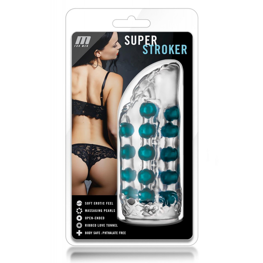 Разное - Мастурбатор вагина с бусинами внутри Blush M For Men Super Stroker Clear, прозрачный 3