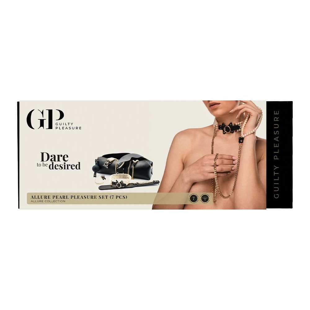  - Набір БДСМ Guilty Pleasure Pearl з перлами та золотою фурнітурою, 7 предметів 1