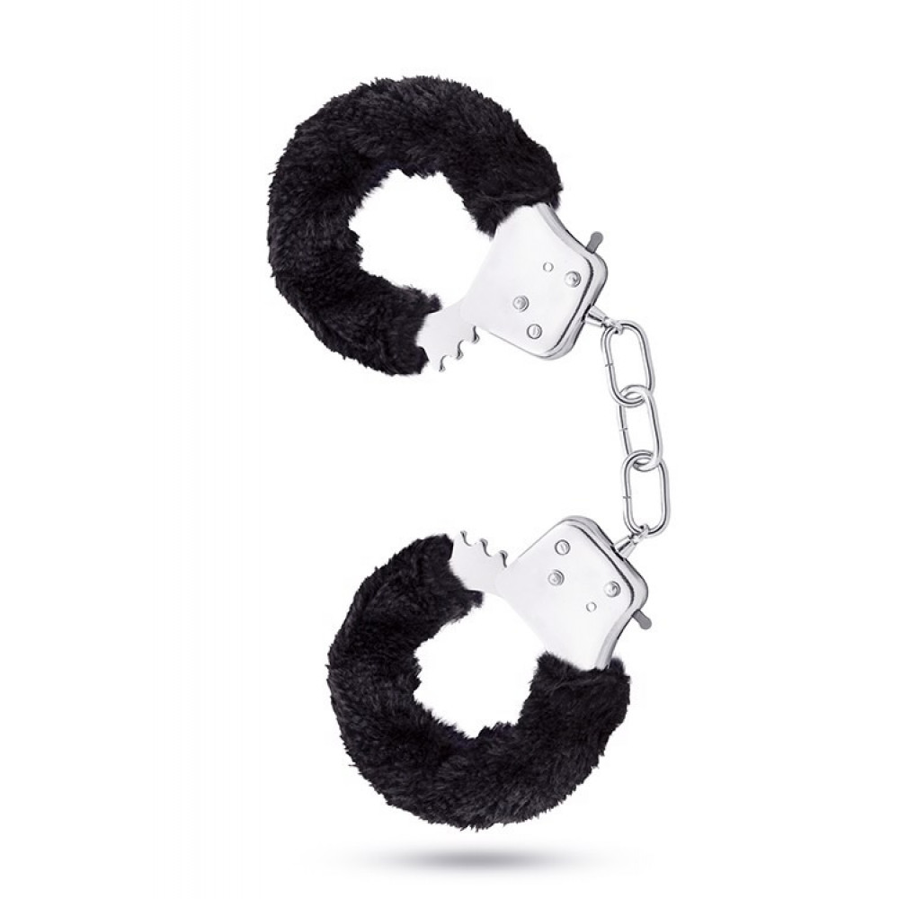 Наручники и ограничения - Наручники металлические Blush Temptasia с мехом, черные 2