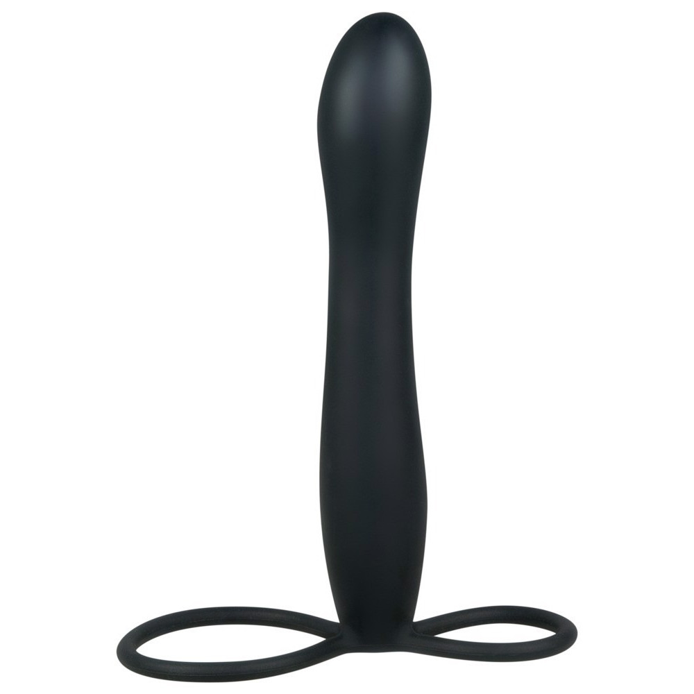 Секс игрушки - Насадка для двойного проникновения с петлей на член и мошонку You2Toys, черная, 15 х 2.5 см 3