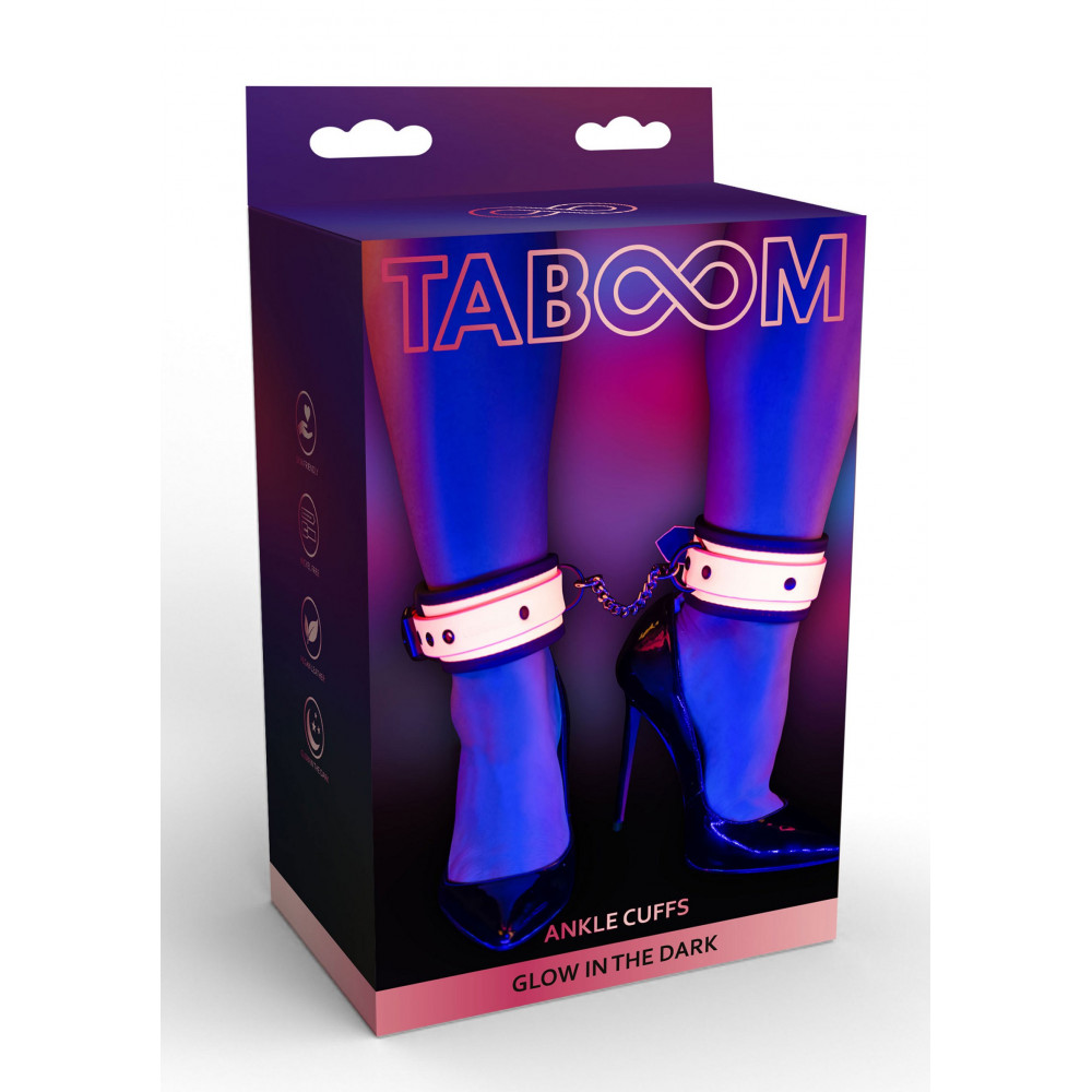 БДСМ игрушки - Поножи светящиеся в темноте Taboom Ankle Cuffs, розовые 1