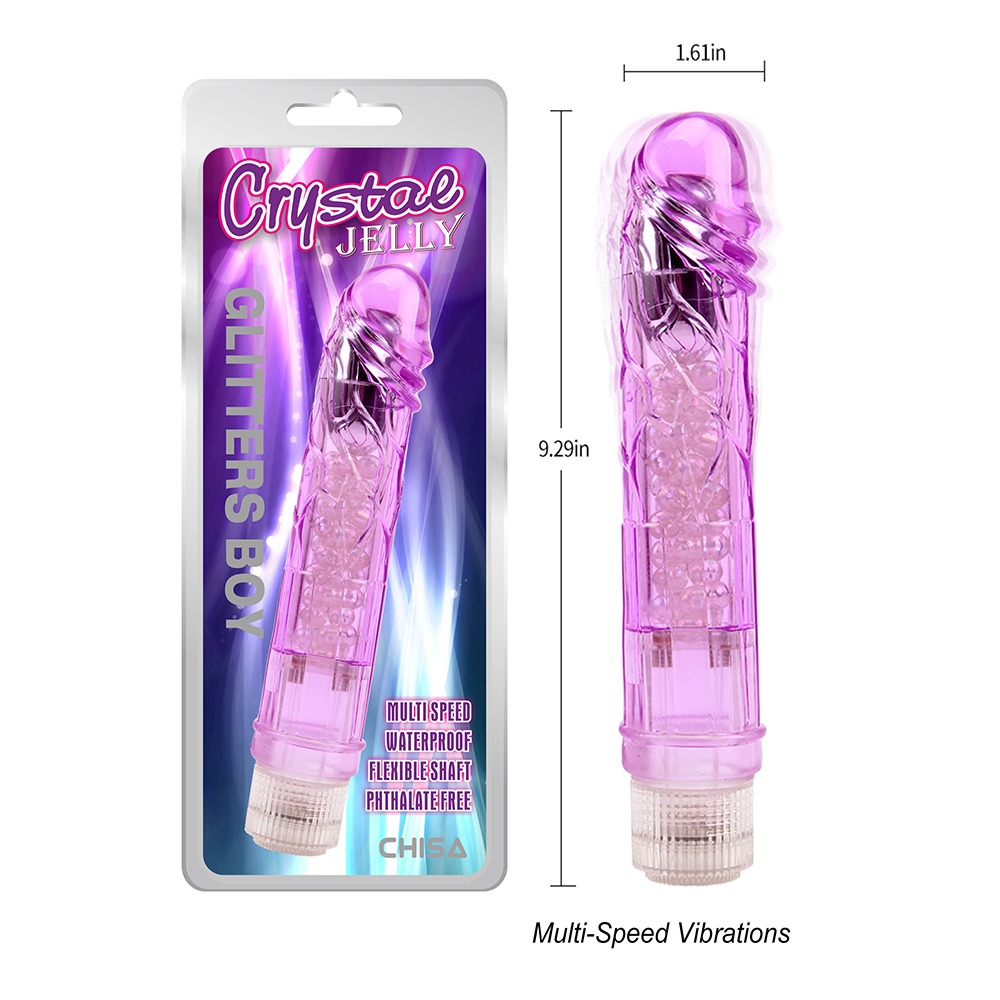 Разное - Прозрачный реалистичный вибратор Chisa Crystal Jellie на батарейках, фиолетовый 4