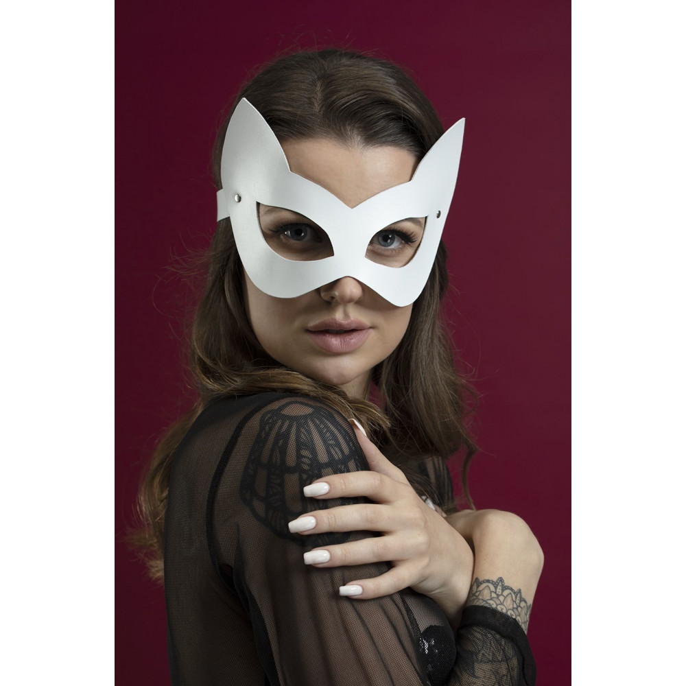 Маски - Маска кошечки Feral Feelings - Kitten Mask, натуральная кожа, белая