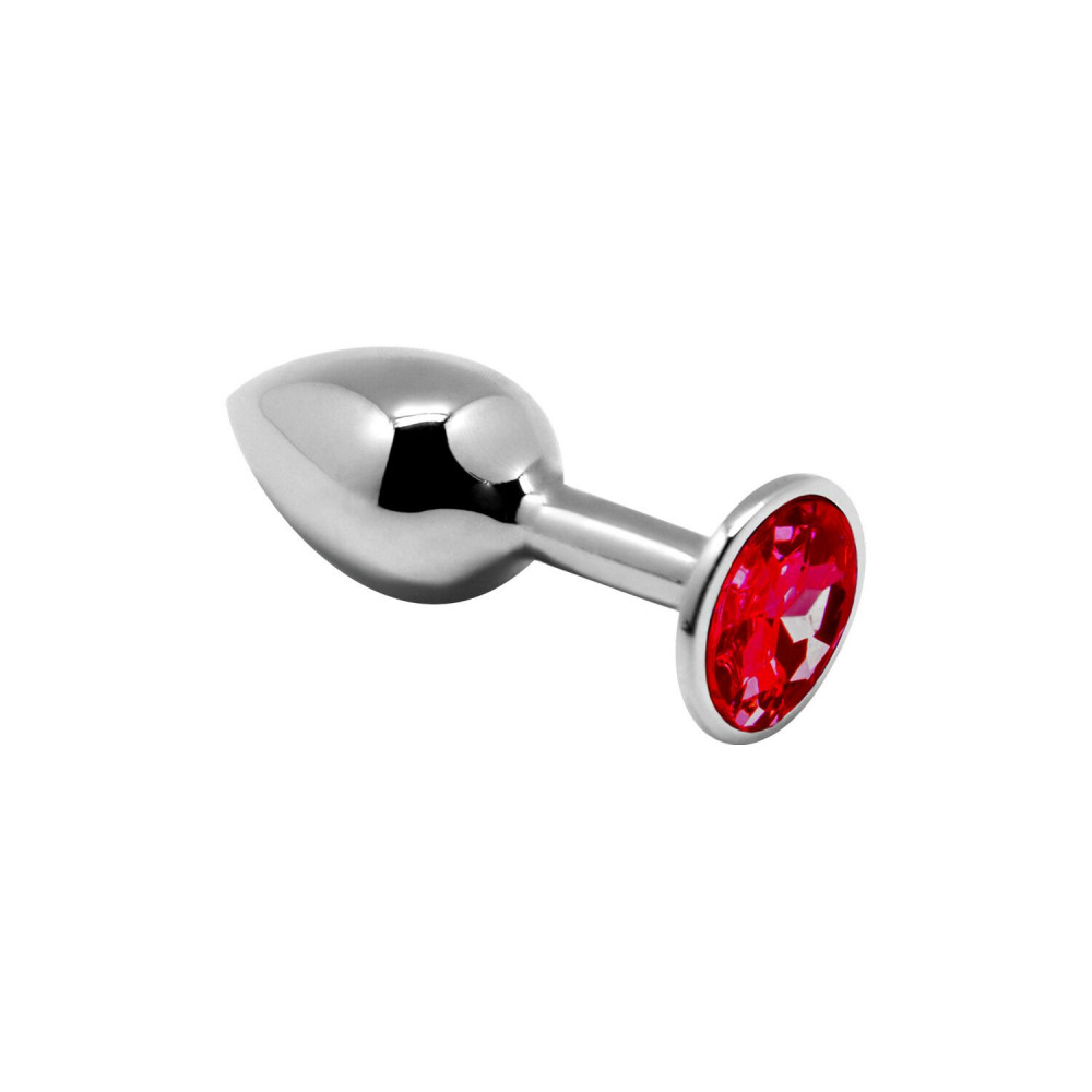 Анальная пробка - Металлическая анальная пробка с кристаллом Alive Mini Metal Butt Plug Red S
