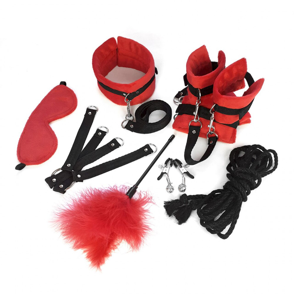 Наборы для БДСМ - Набор БДСМ Art of Sex - Soft Touch BDSM Set, 9 предметов, Красный 3