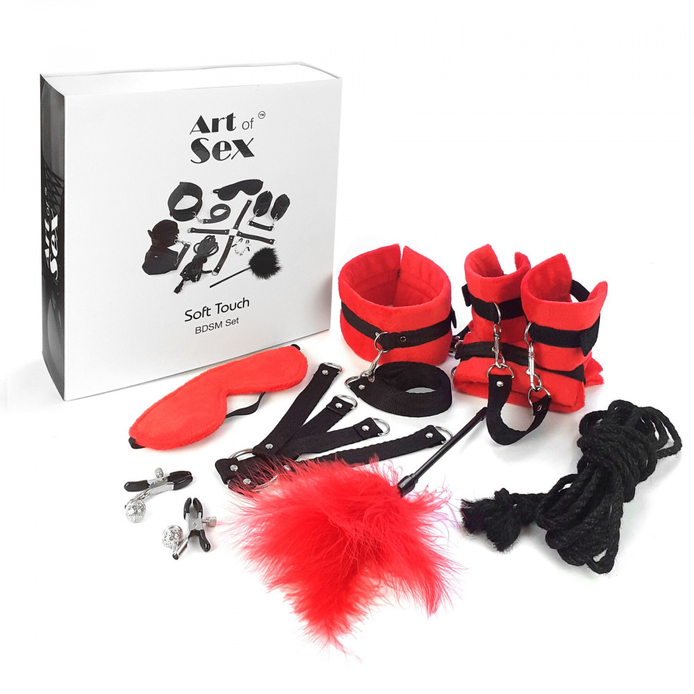Наборы для БДСМ - Набор БДСМ Art of Sex - Soft Touch BDSM Set, 9 предметов, Красный