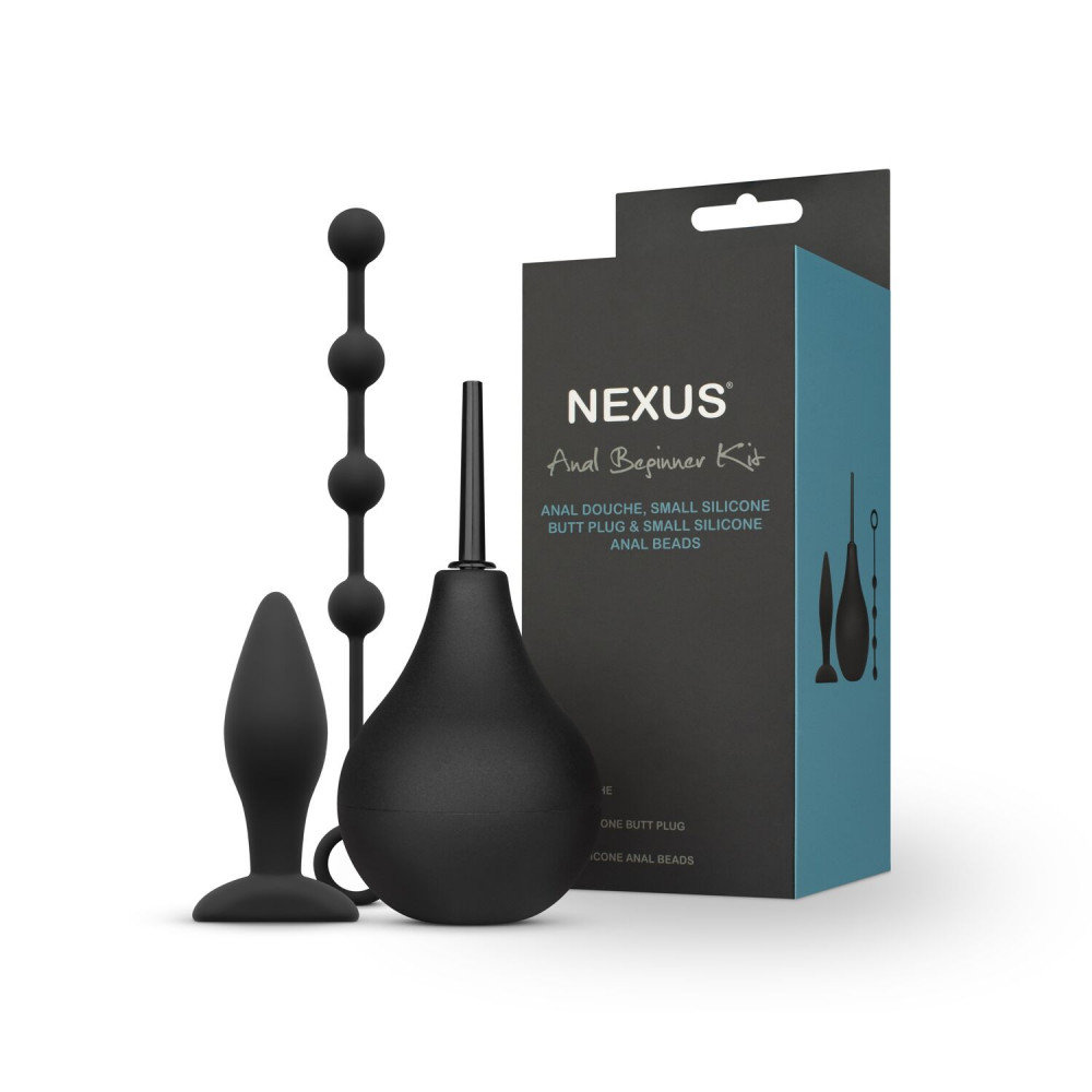 Наборы анальных пробок - Набор новичка для анальной стимуляции Nexus ANAL BEGINNER KIT, спринцовка 224 мл, анальные бусы 20 м 3