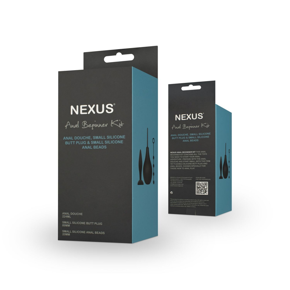 Наборы анальных пробок - Набор новичка для анальной стимуляции Nexus ANAL BEGINNER KIT, спринцовка 224 мл, анальные бусы 20 м 1
