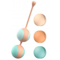 Вагинальные шарики Liebe Kewos — Peach/Mint, 5 шариков в комплекте, 15, 25, 35, 45 и 55 г