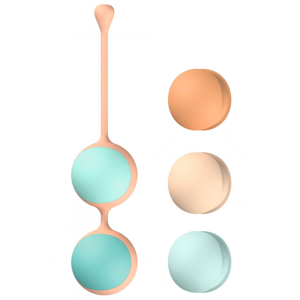 Вагинальные шарики и тренажеры - Вагинальные шарики Liebe Kewos — Peach/Mint, 5 шариков в комплекте, 15, 25, 35, 45 и 55 г 1