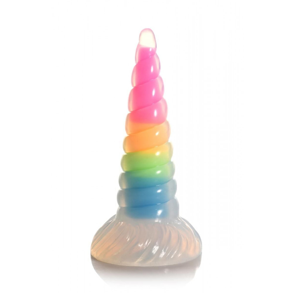 Фалоімітатор - Фентезійний фалоімітатор Creature Cocks Luminescent Rainbow Silicone Dildo, світиться в темряві, 19,6 см