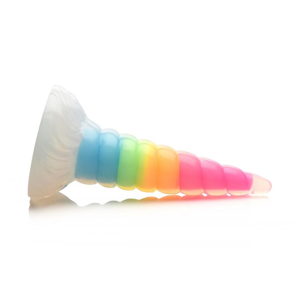 Фалоімітатор - Фентезійний фалоімітатор Creature Cocks Luminescent Rainbow Silicone Dildo, світиться в темряві, 19,6 см 1
