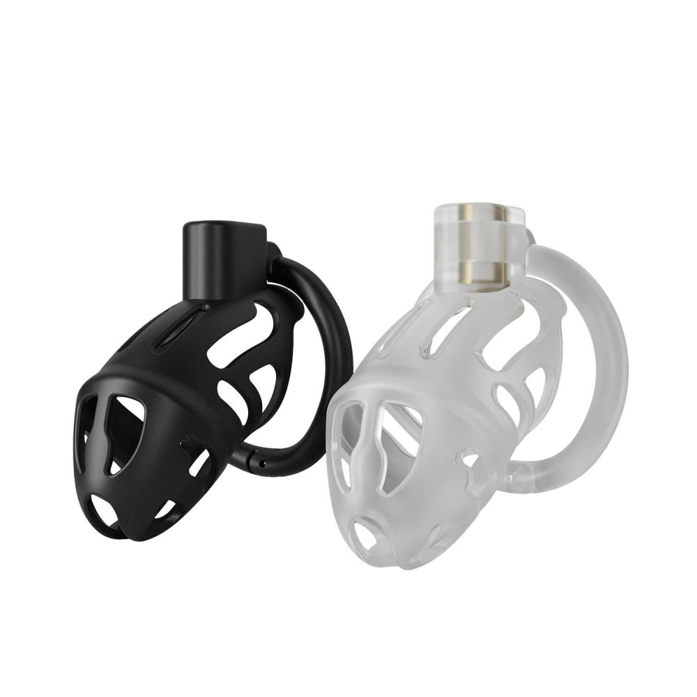 Наручники и ограничения - Клетка для пениса LOCKINK SEVANDA Plastic Penis Chastity Cage, черная, 3 кольца разных размеров 8