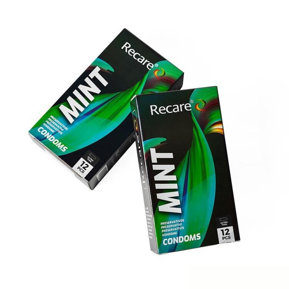 Презервативы - Презервативы Holographic Recare Ultra Thin Mint Condoms 12 шт, ультратонкие, аромат: мята 2