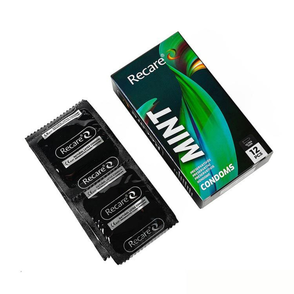 Презервативы - Презервативы Holographic Recare Ultra Thin Mint Condoms 12 шт, ультратонкие, аромат: мята 1