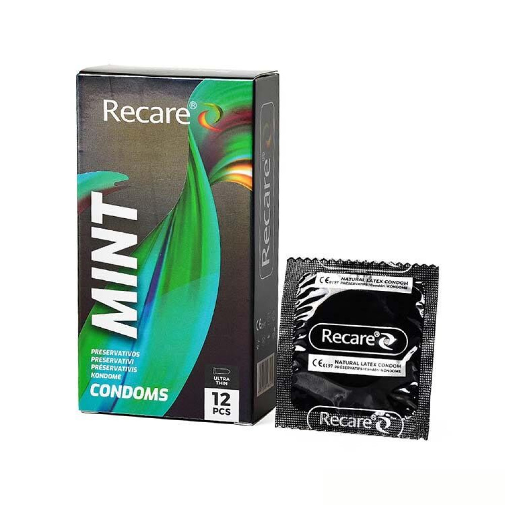 Презервативы - Презервативы Holographic Recare Ultra Thin Mint Condoms 12 шт, ультратонкие, аромат: мята