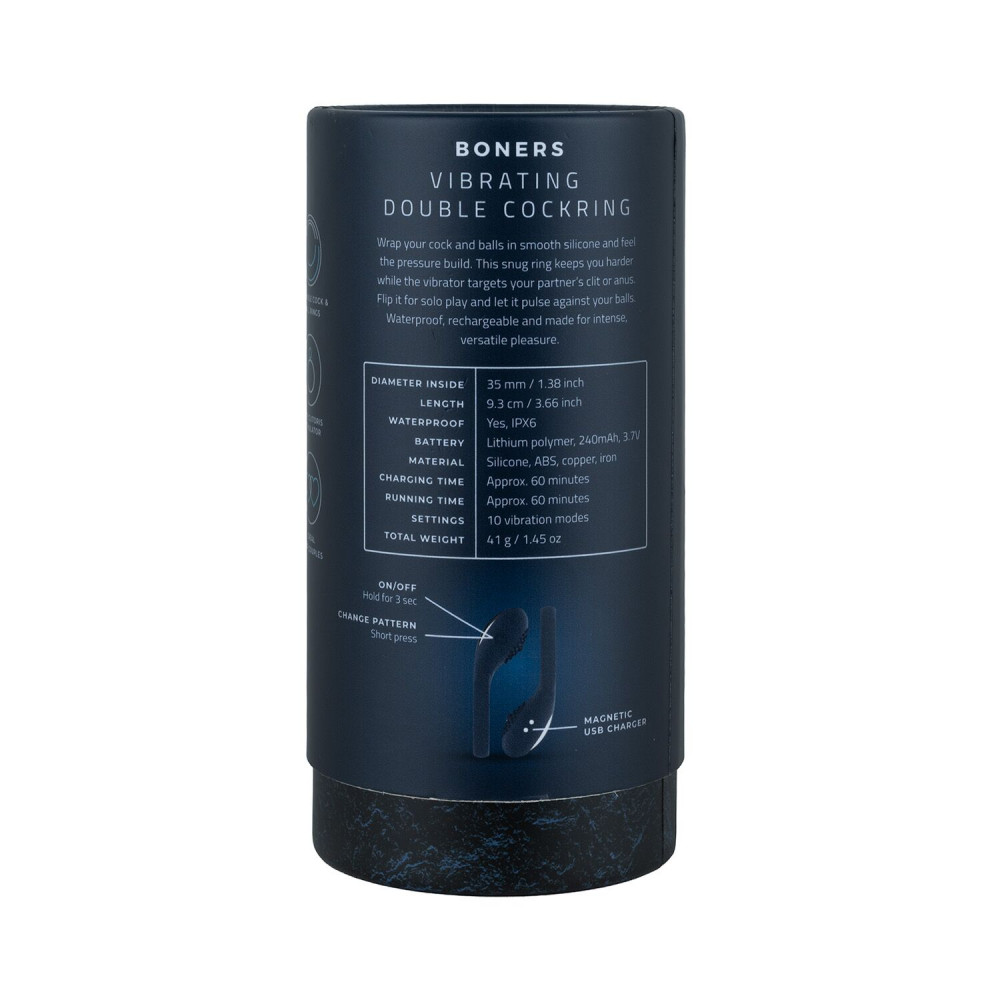 Ерекційні кільця з вібрацією - Ерекційне кільце Boners Vibrating Double Cock Ring 11