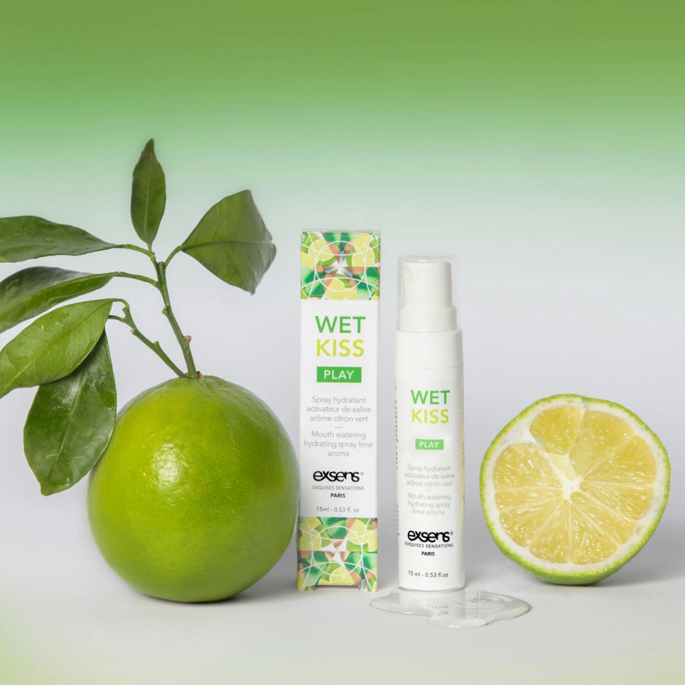 Оральні змазки - Спрей для посилення слиновиділення EXSENS Wet Kiss Lime 15 мл 1