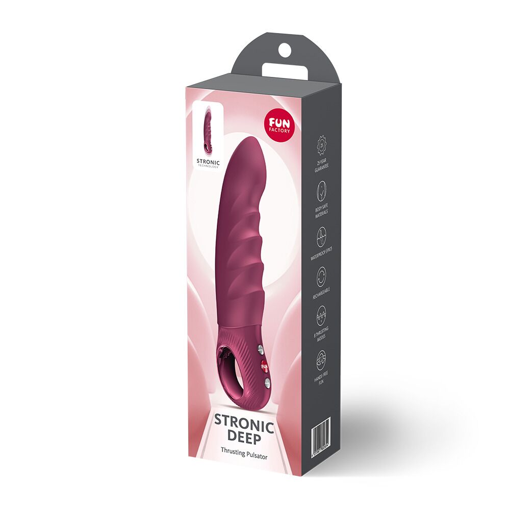 Класичний вібратор - Пульсатор Fun Factory Stronic Deep, Wine Red, 8 режимів роботи, перезаряджуваний 10