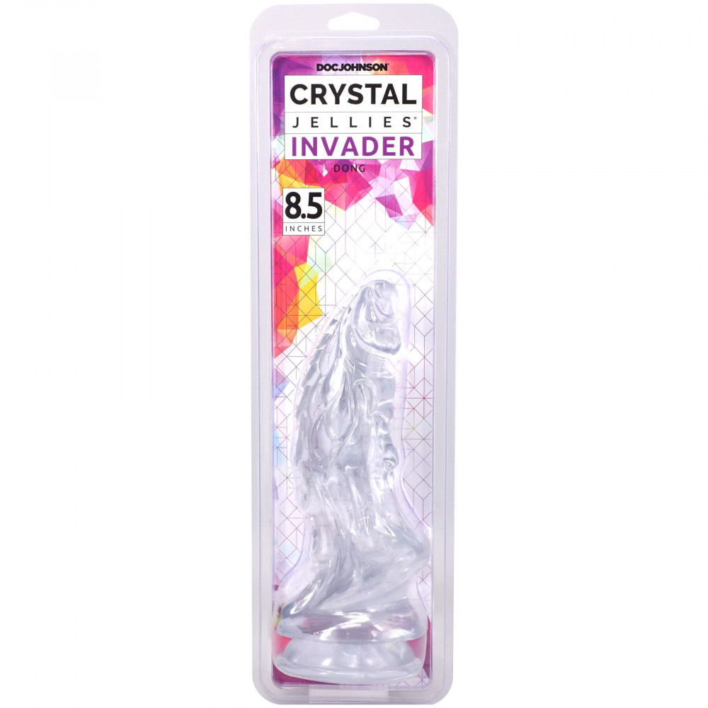 Фалоімітатор - Фентезійний фалоімітатор Doc Johnson Crystal Jellies - Invader Dong 8.5 Inch - Clear 4