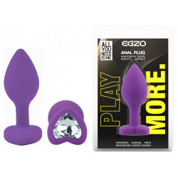 Силиконовая анальная пробка EGZO - Silicone Violet Heart Plug Clear, size S