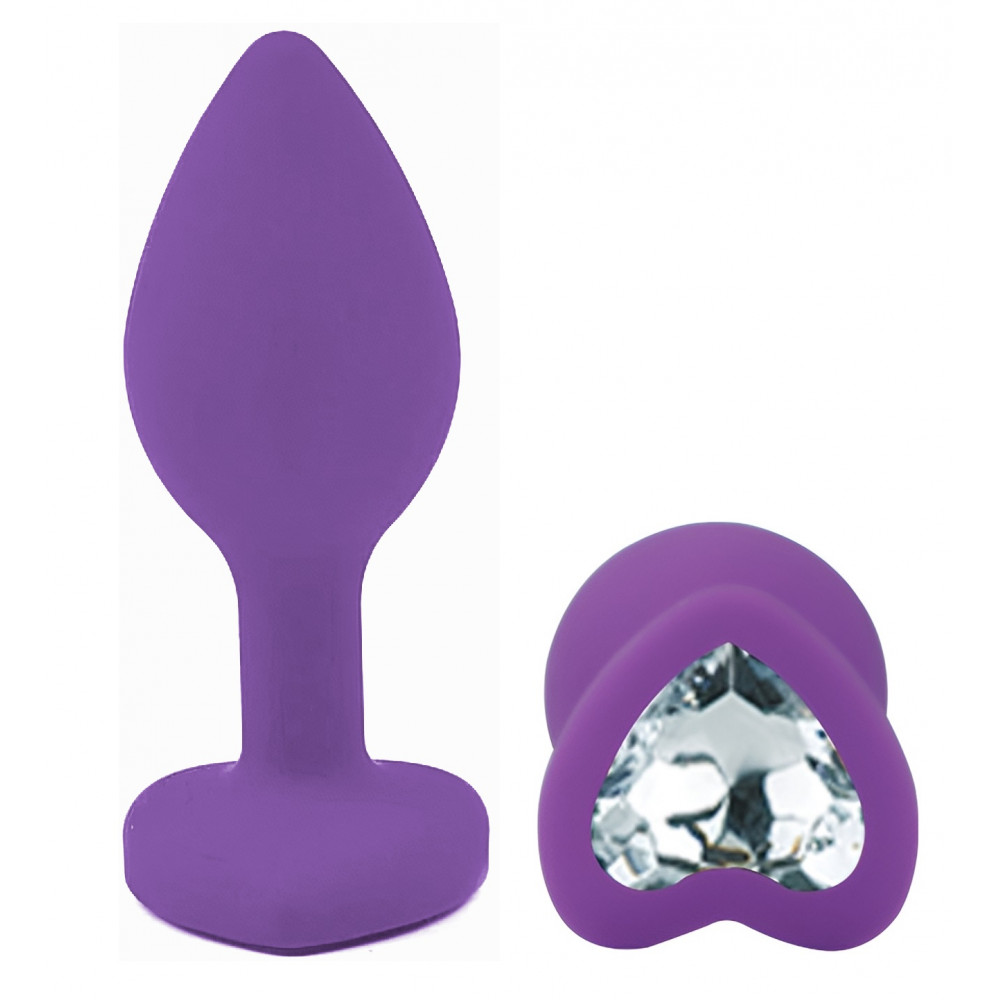Разное - Силиконовая анальная пробка EGZO - Silicone Violet Heart Plug Clear, size S 1