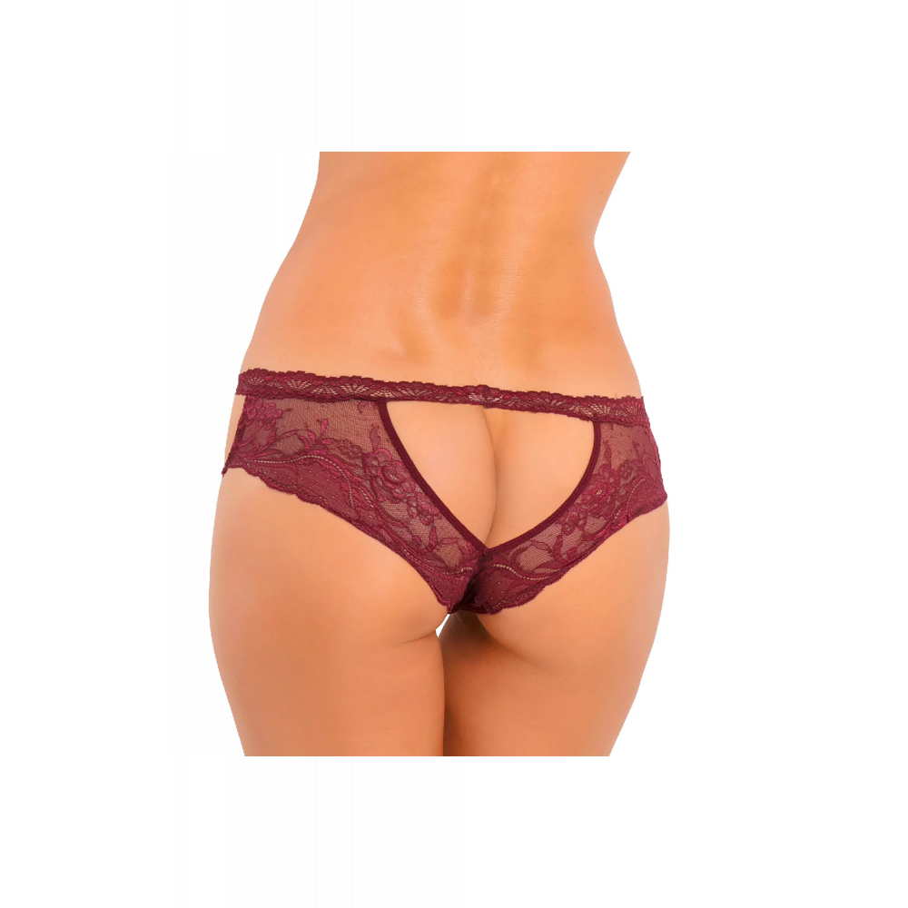 Эротическое белье - Трусики DIVE DEEP OPEN BACK PANTY BURGUNDY, S/M 1