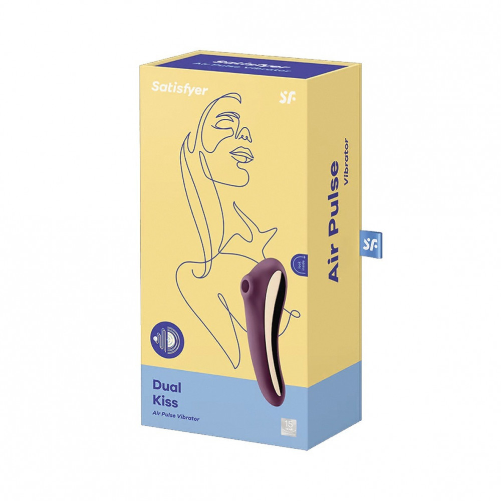 Разное - Вакуумный клиторальный стимулятор с вибрацией Satisfyer Dual Kiss, марсаловый 6