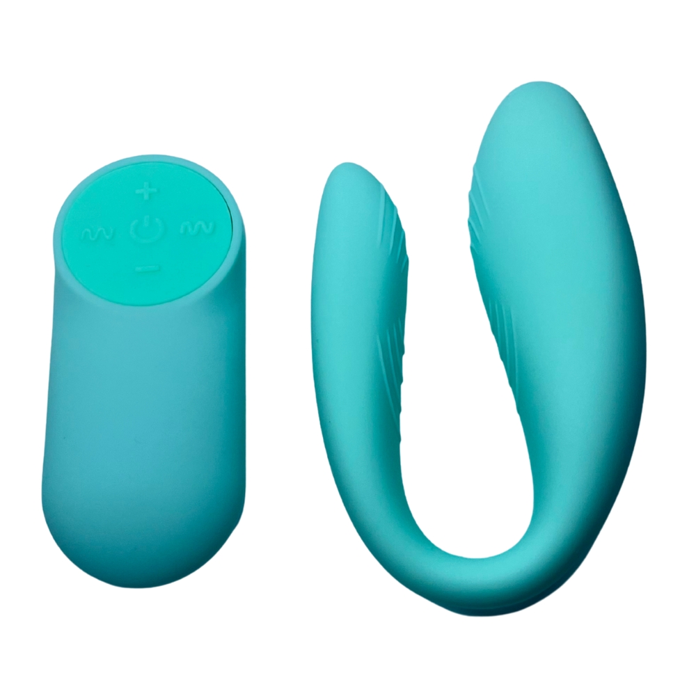Игрушки для пар - Вибратор для пар Passion Play с пультом, 18 режимов вибрации, бирюзовый