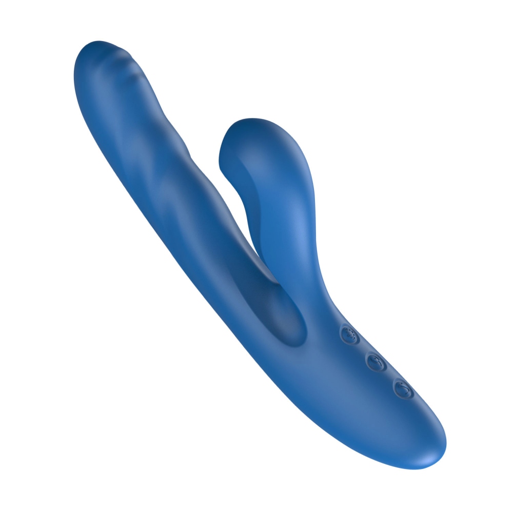 Вибратор-кролик - Вибратор-кролик BeYourLover OTTO с вакуумом, подогревом и фрикциями, синий, 22,2 х 3,8 см 8