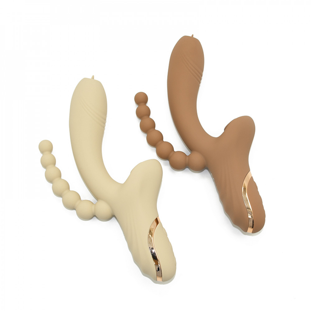 Вибратор-кролик - Вибратор-кролик с анальной стимуляцией Sweet Em, коричневый, 22.1 х 7.8 х 4.2 см 2