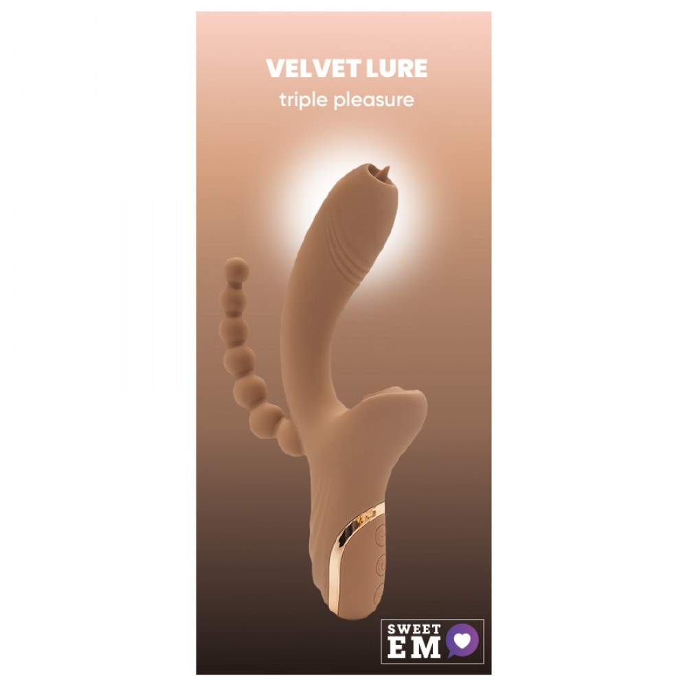 Вибратор-кролик - Вибратор-кролик с анальной стимуляцией Sweet Em, коричневый, 22.1 х 7.8 х 4.2 см