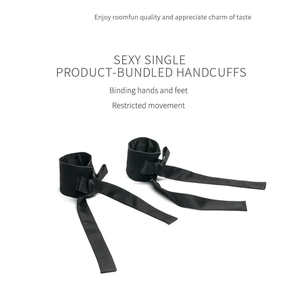 Різне - Вишукані наручники на зап'ястя Roomfun з бантами, чорні 7
