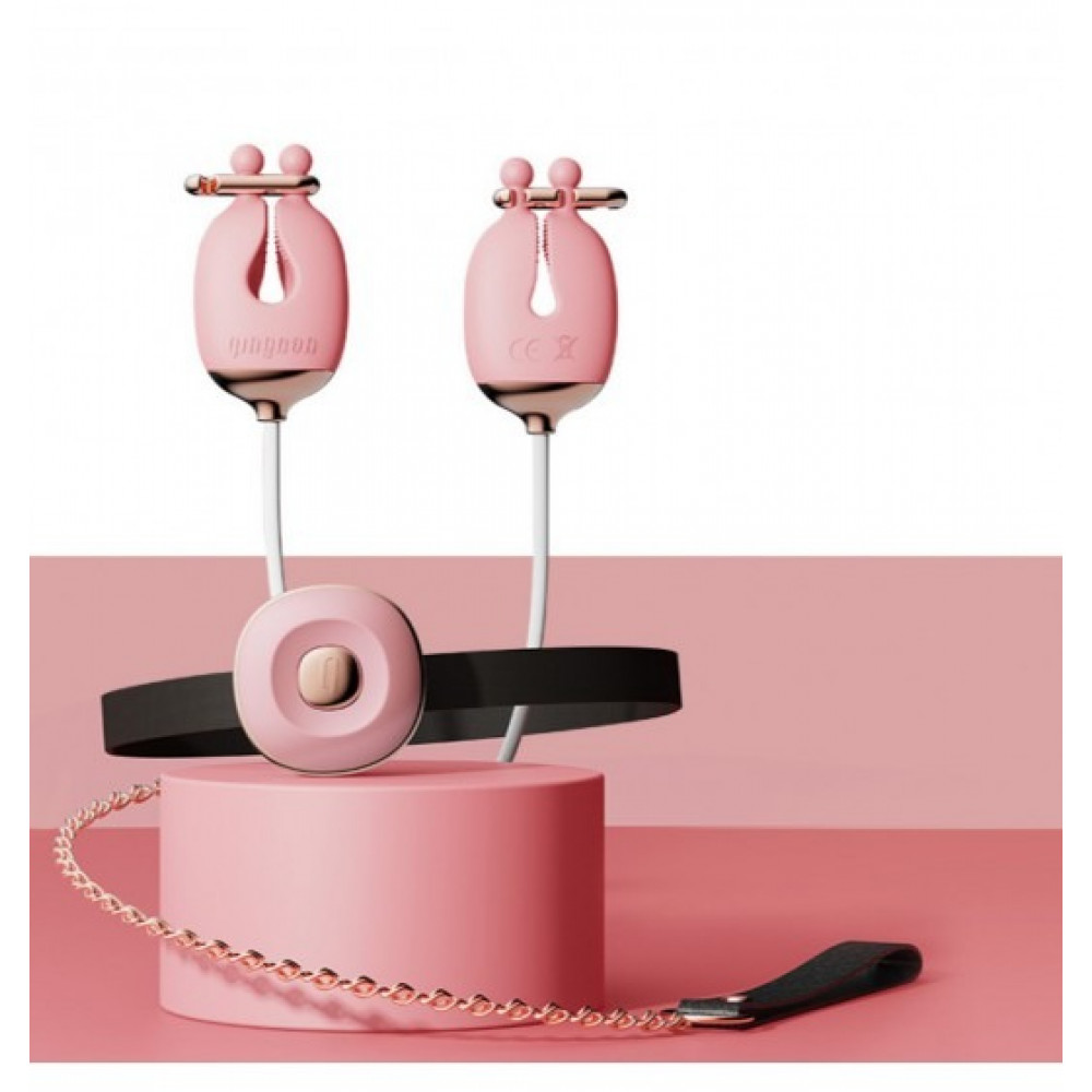 Різне - Затискачі для сосків з вібрацією Qingnan No.2 Vibrating Nipple Clamps Pink 10