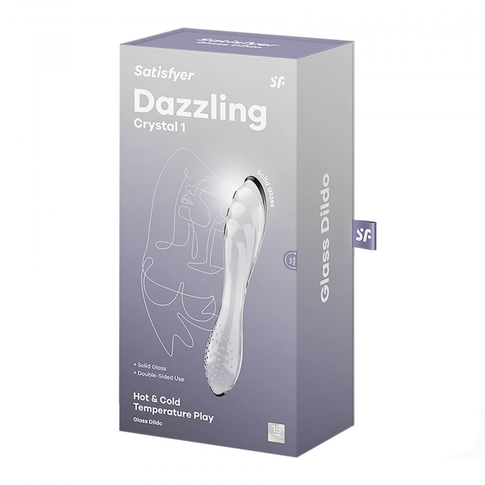Секс игрушки - Двусторонний стеклянный дилдо Satisfyer Dazzling Crystal 1 Transparent (мятая упаковка!!!) 5