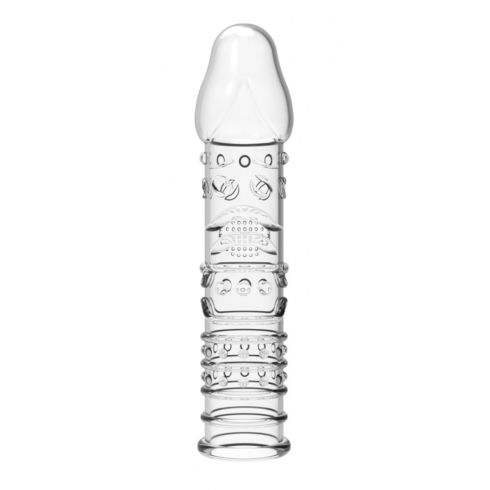 - Стимулююча насадка-презерватив Meleon - White Tiger Crystal Wolf tooth sleeve, PS-41 1