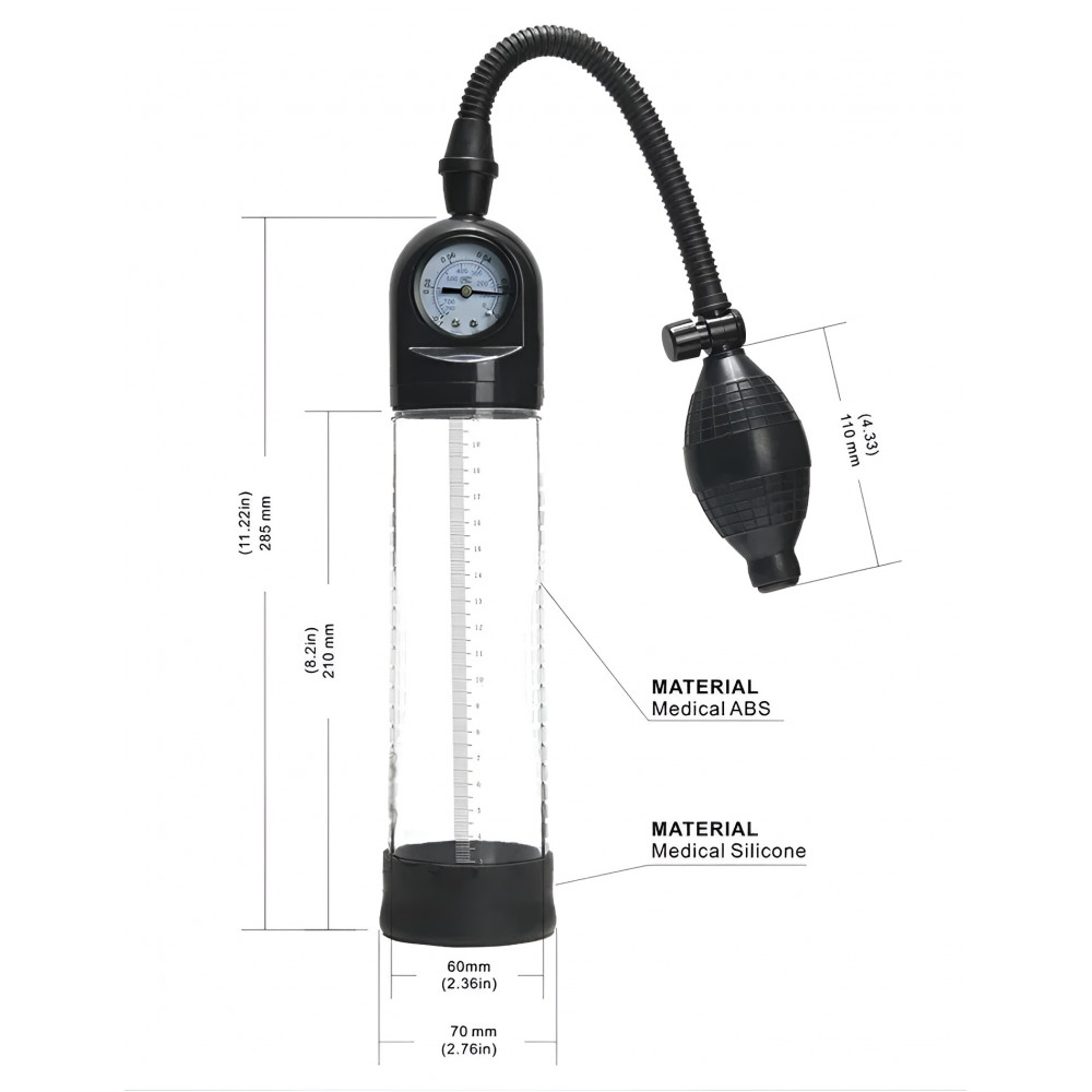 Різне - Вакуумна помпа з манометром CANWIN Penis Pump Men - P228 6