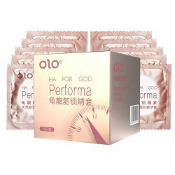 Латексні тонкі текстуровані презервативи з ароматом ванілі OLO - HA FOR GOD Performa, 10 шт