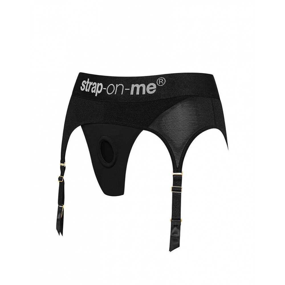 Страпони - Трусики для страпона з підв’язками для панчіх Strap-On-Me REBEL HARNESS - XS 1